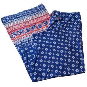 Blue Pajama Pants with Orange Border Large